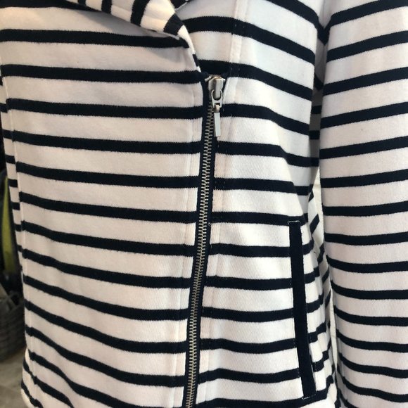 Gap Striped Cotton Moto Knit Jacket, Size M - Picture 4 of 9